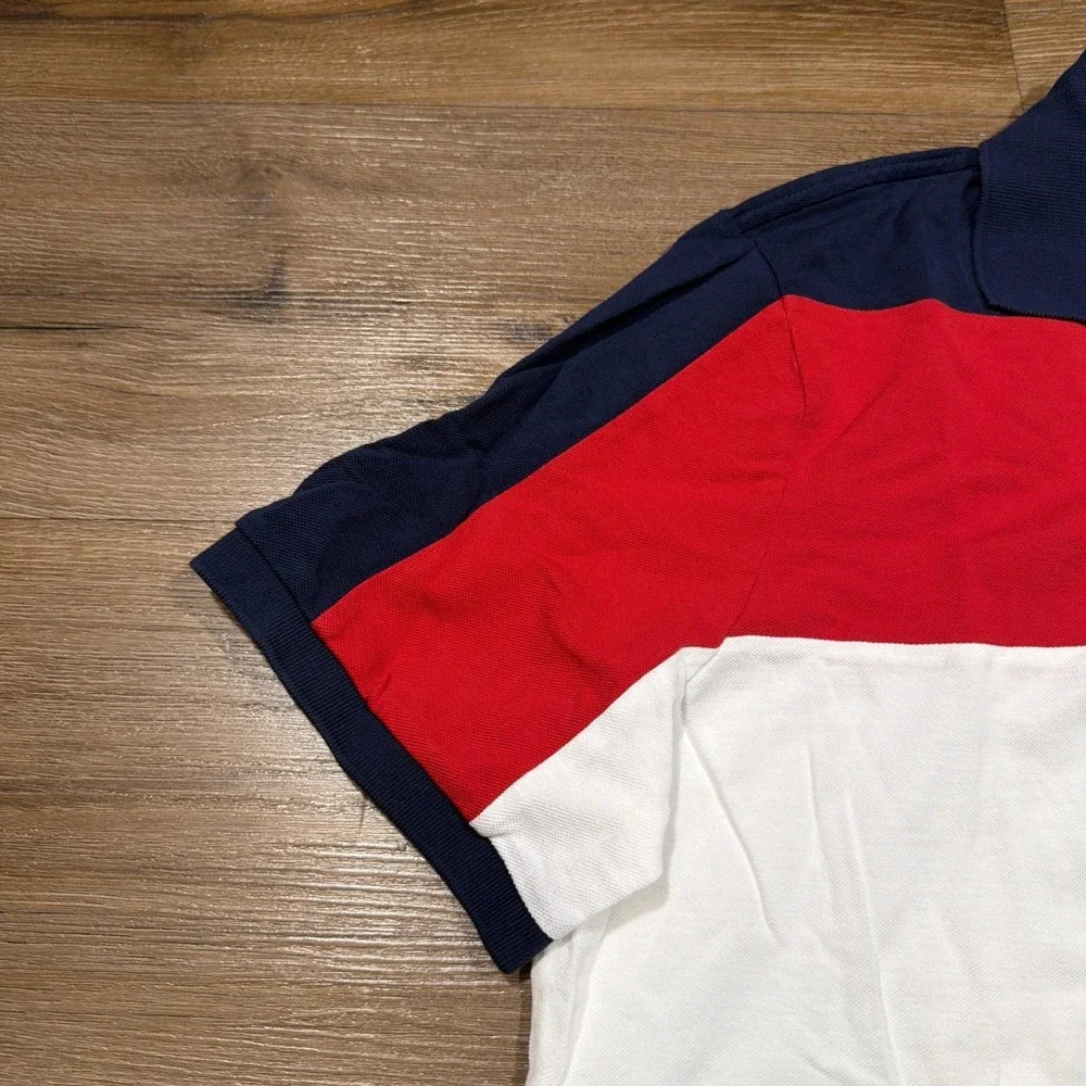 Polo Ralph Lauren Classic Fit Polo Shirt Men's LARGE‎ Red White Blue Colorblock